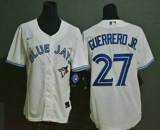 Wmen's Toronto Blue Jays #27 Vladimir Guerrero Jr. white stitched MLB cool base Nike jersey