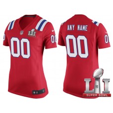 Women 2017 Super Bowl LI New England Patriots Red Game Customized Jersey