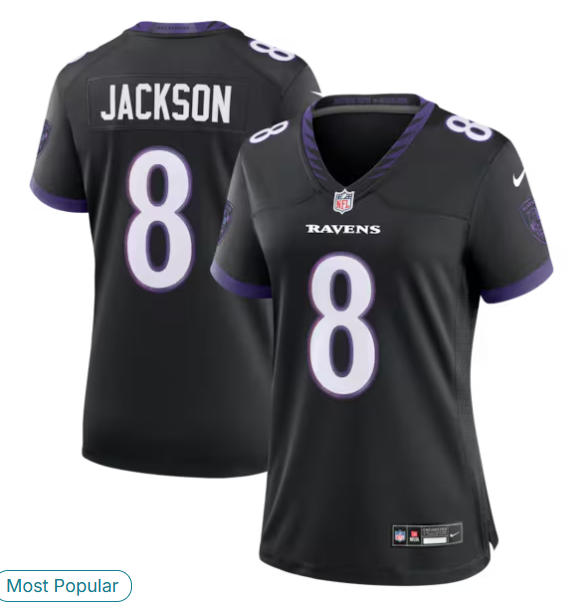 Women's Baltimore Ravens Lamar Jackson Nike Black Alternate Game Jersey