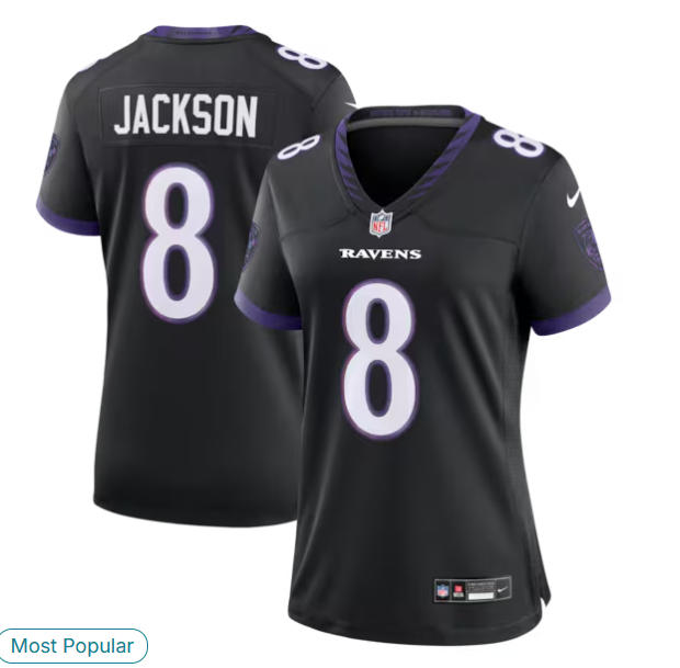 Women's Baltimore Ravens Lamar Jackson Nike Black Alternate Game Jerseys