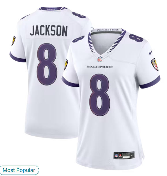 Women's Baltimore Ravens Lamar Jackson Nike White Game Jersey