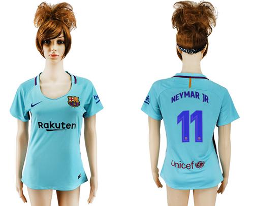 Women's Barcelona #11 Neymar Jr Away Soccer Club Jersey