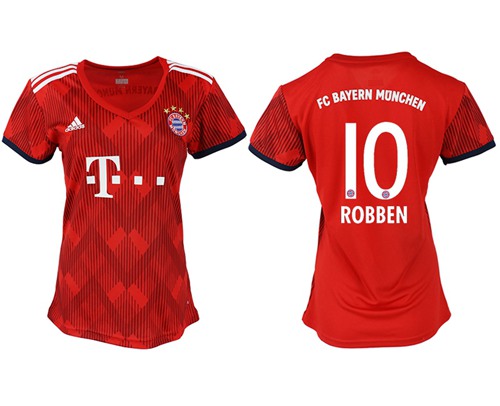 Women's Bayern Munchen #10 Robben Home Soccer Club Jersey