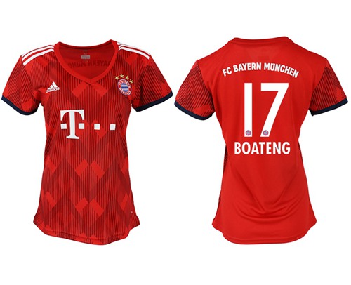 Women's Bayern Munchen #17 Boateng Home Soccer Club Jersey
