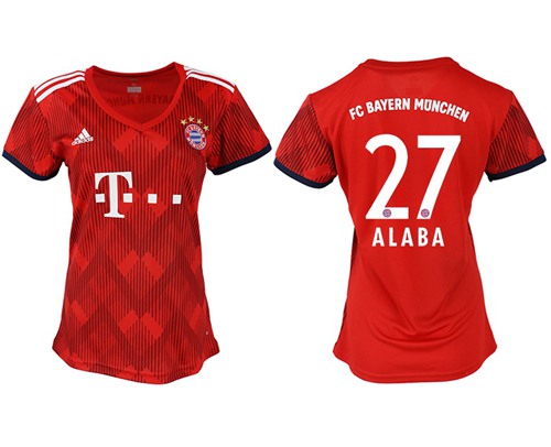 Women's Bayern Munchen #27 Alaba Home Soccer Club Jersey