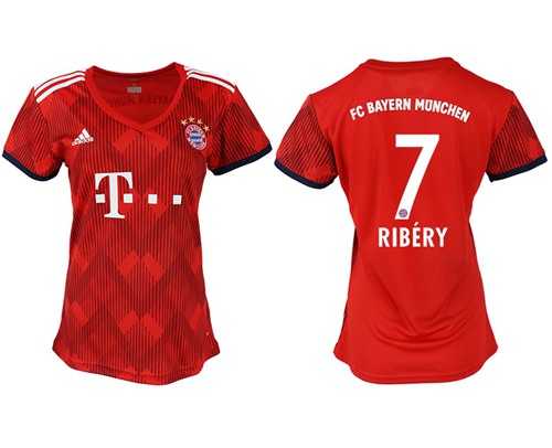 Women's Bayern Munchen #7 Ribery Home Soccer Club Jersey