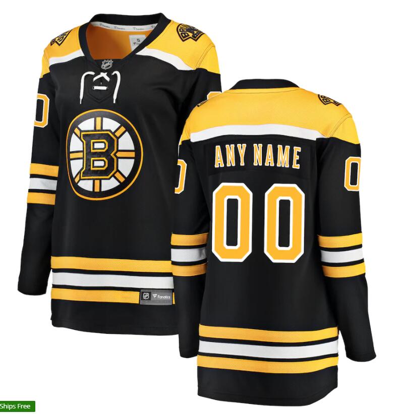 Women's Boston Bruins Custom adidas Black Home Primegreen Jersey Stitched