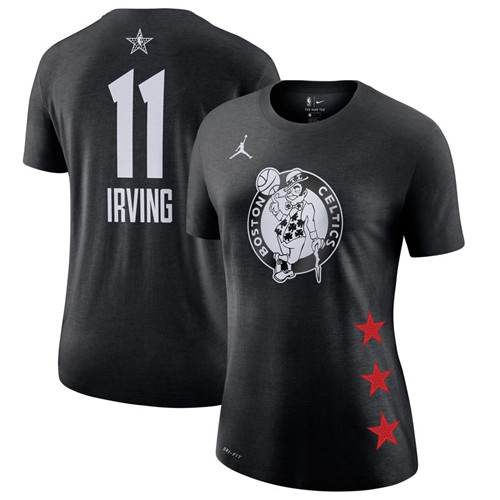 Women's Celtics 11 Kyrie Irving Black 2019 NBA All-Star Game Women's T-Shirt