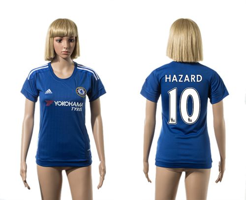 Women's Chelsea #10 Hazard Home Soccer Club Jersey