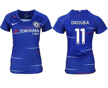 Women's Chelsea #11 Drogba Home Soccer Club Jersey