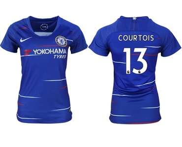 Women's Chelsea #13 Courtois Home Soccer Club Jersey