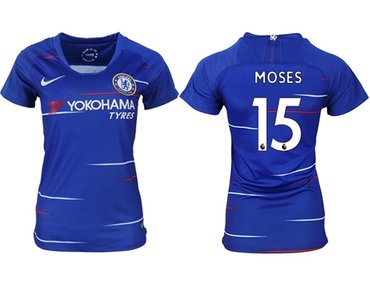 Women's Chelsea #15 Moses Home Soccer Club Jersey