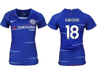 Women's Chelsea #18 Giroud Home Soccer Club Jersey