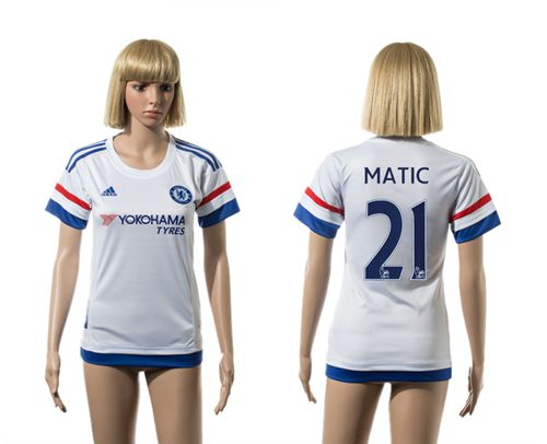 Women's Chelsea #21 Matic Away Soccer Club Jersey