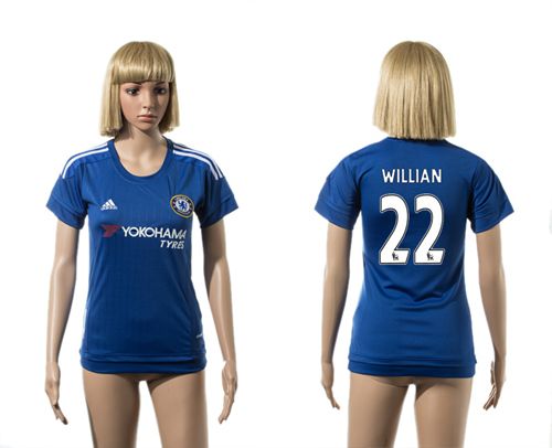 Women's Chelsea #22 Willian Home Soccer Club Jersey