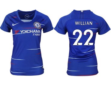 Women's Chelsea #22 Willian Home Soccer Club Jersey