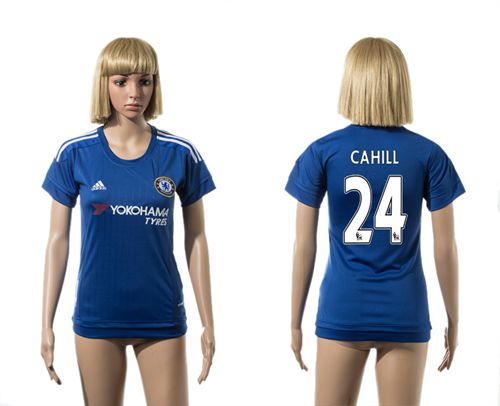 Women's Chelsea #24 Cahill Home Soccer Club Jersey