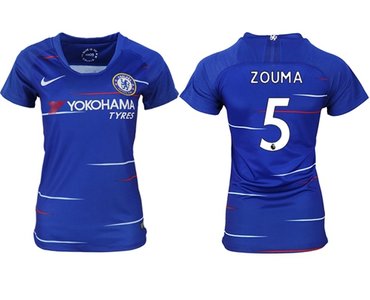 Women's Chelsea #5 Zouma Home Soccer Club Jersey