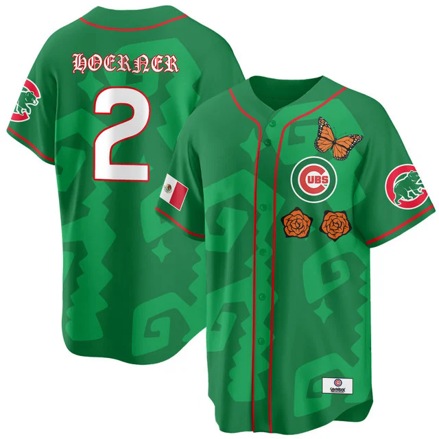 Women's Chicago Cubs Xicago Mexican Heritage Jersey GREEN #2 NICO HOERNER.webp