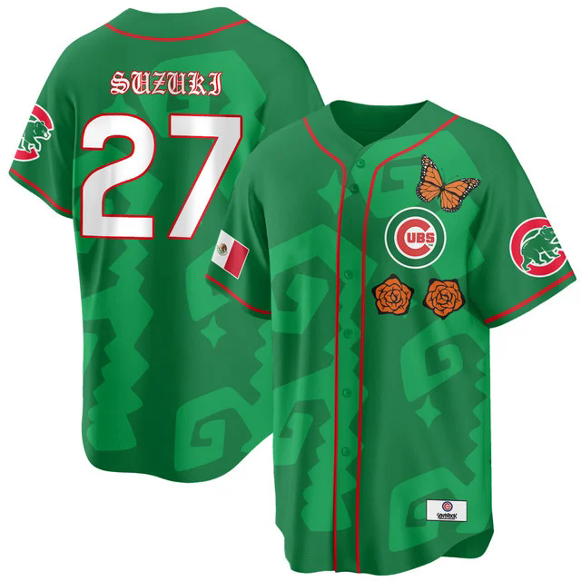 Women's Chicago Cubs Xicago Mexican Heritage Jersey GREEN #27 SUZUKI SEIYA.webp