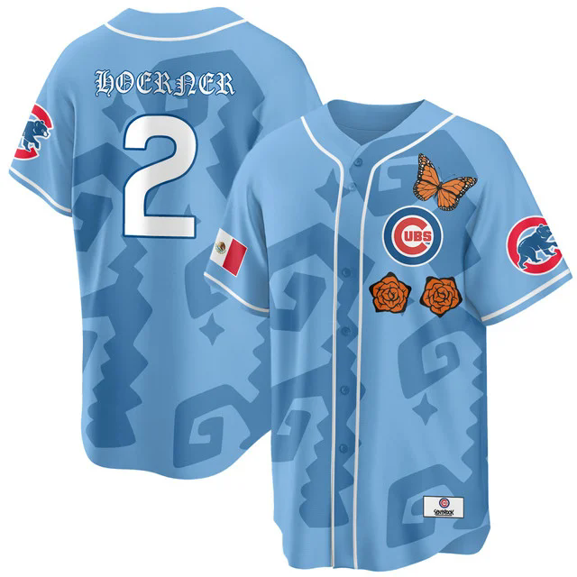Women's Chicago Cubs Xicago Mexican Heritage Jersey LIGHT BLUE #2 NICO HOERNER.webp