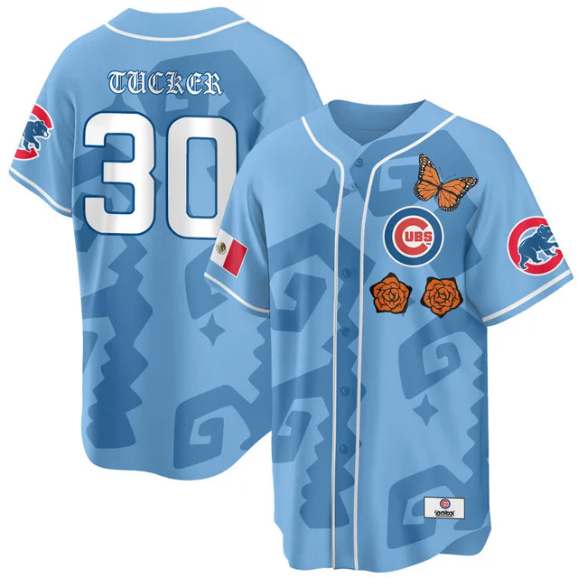 Women's Chicago Cubs Xicago Mexican Heritage Jersey LIGHT BLUE #30 KYLE TUCKER.webp