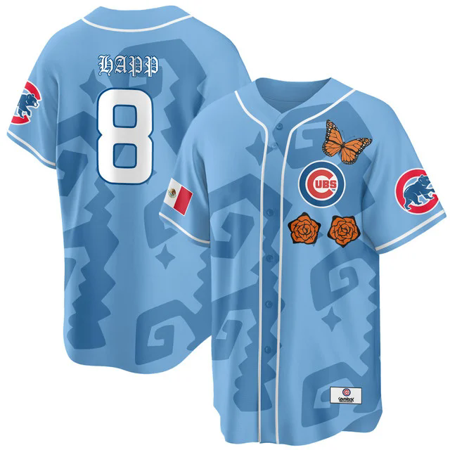 Women's Chicago Cubs Xicago Mexican Heritage Jersey LIGHT BLUE #8 IAN HAPP.webp