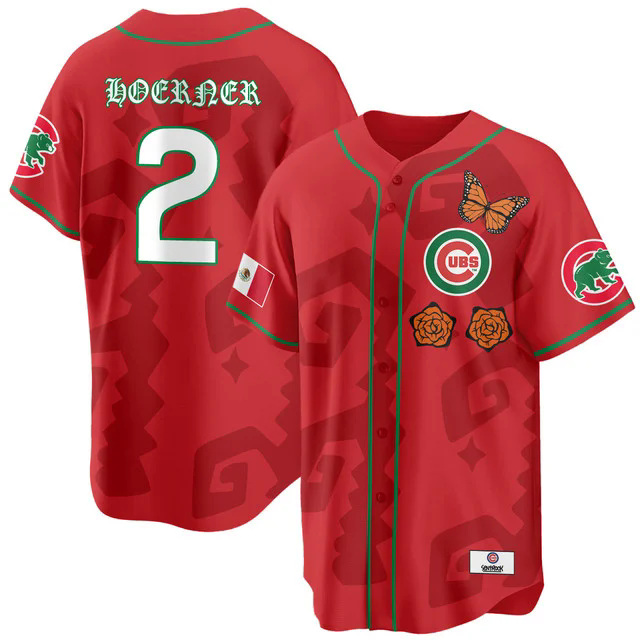 Women's Chicago Cubs Xicago Mexican Heritage Jersey RED #2 NICO HOERNER.webp