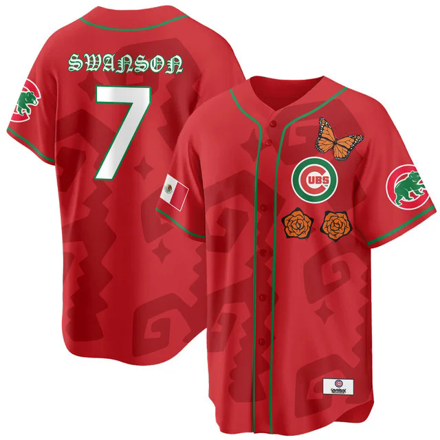 Women's Chicago Cubs Xicago Mexican Heritage Jersey RED #7 DANSBY SWANSON.webp