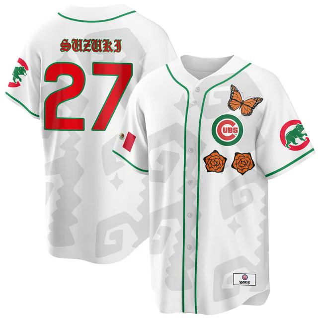 Women's Chicago Cubs Xicago Mexican Heritage Jersey WHITE #27 SUZUKI SEIYA.webp
