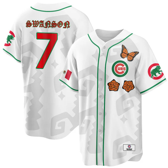 Women's Chicago Cubs Xicago Mexican Heritage Jersey WHITE #7 DANSBY SWANSON.webp