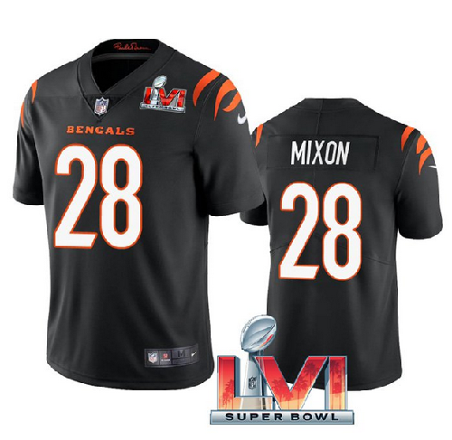 Women's Cincinnati Bengals #28 Joe Mixon 2022 Black Super Bowl LVI Vapor Limited Stitched Jersey