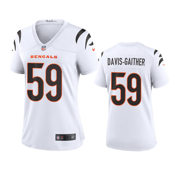 Women's Cincinnati Bengals #59 Akeem Davis-Gaither Nike White Away Limited Jersey