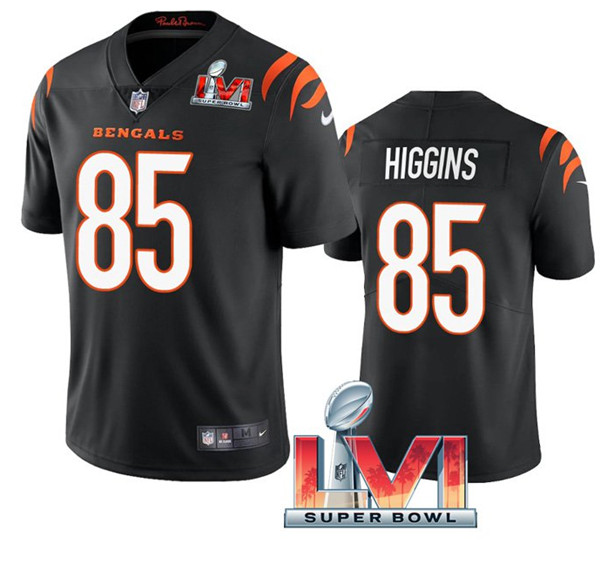 Women's Cincinnati Bengals #85 Tee Higgins 2022 Black Super Bowl LVI Vapor Limited Stitched Jersey