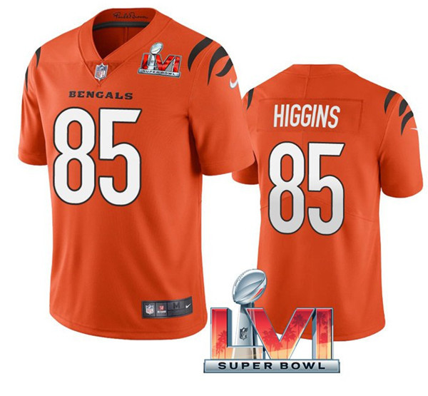 Women's Cincinnati Bengals #85 Tee Higgins 2022 Orange Super Bowl LVI Vapor Limited Stitched Jersey