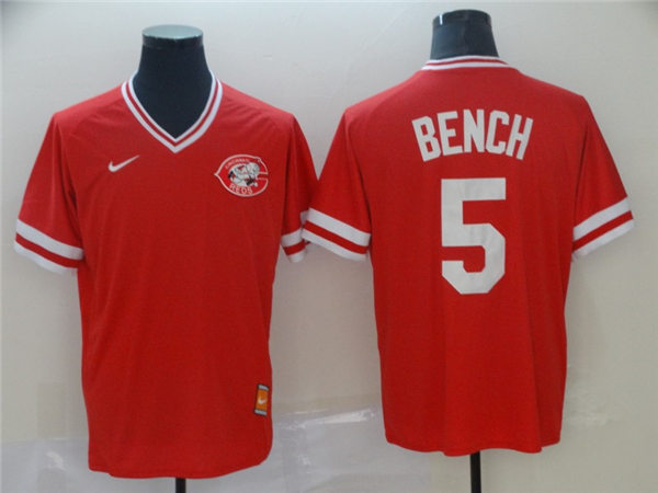 Women's Cincinnati Reds Retired Player #5 Johnny Bench Nike 1990's Scarlet Cooperstown Collection Jerseys
