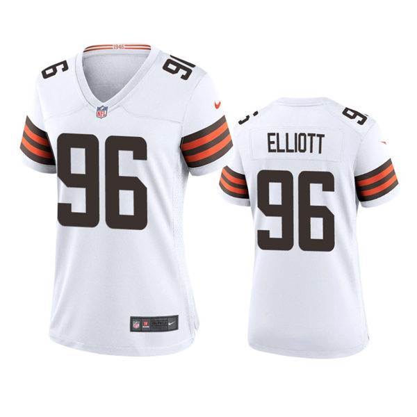 Women's Cleveland Browns #96 Jordan Elliott Nike White Away Limited Jersey