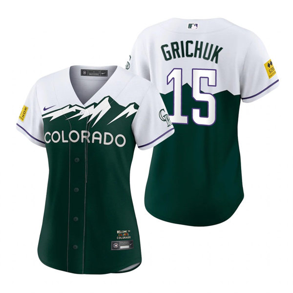 Women's Colorado Rockies #15 Randal Grichuk Green 2022 City Connect Jersey