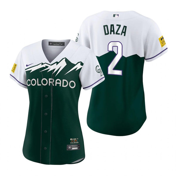 Women's Colorado Rockies #2 Yonathan Daza Green 2022 City Connect Jersey