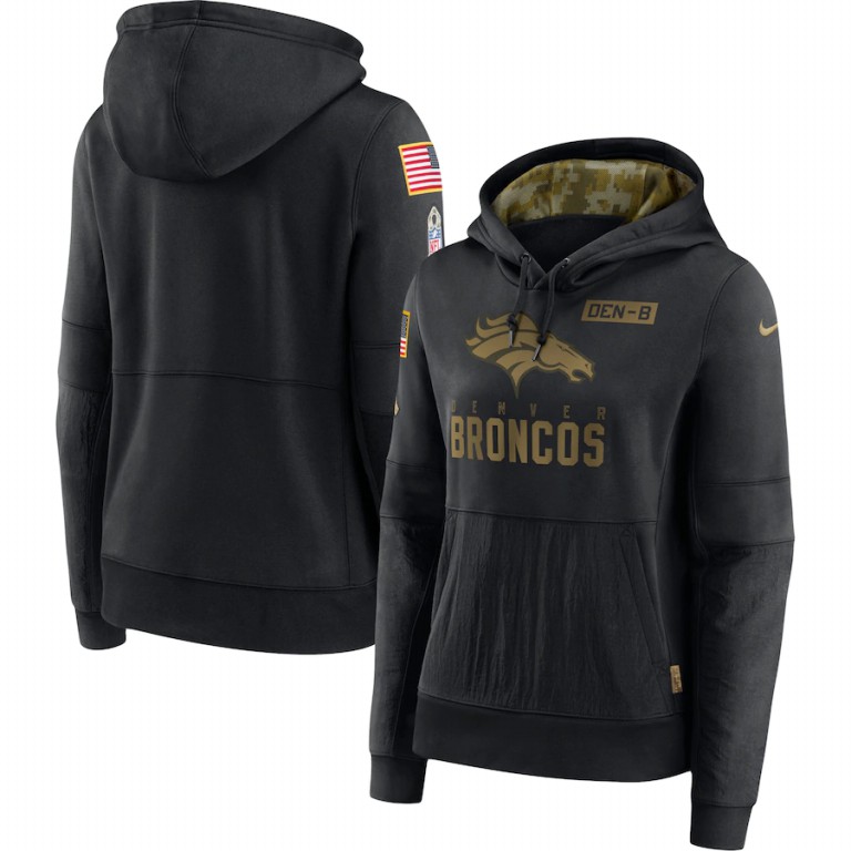 Women's Denver Broncos Nike 2020 Salute to Service Performance Pullover Hoodie Black