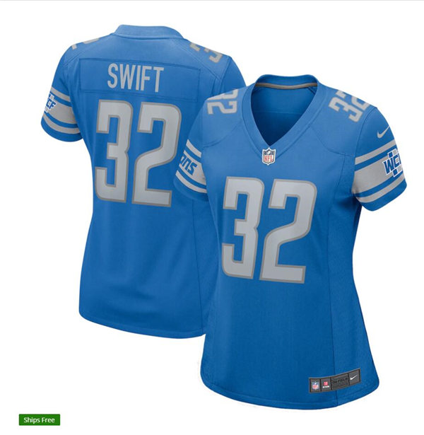Women's Detroit Lions #32 D'Andre Swift Nike Blue Vapor Untouchable