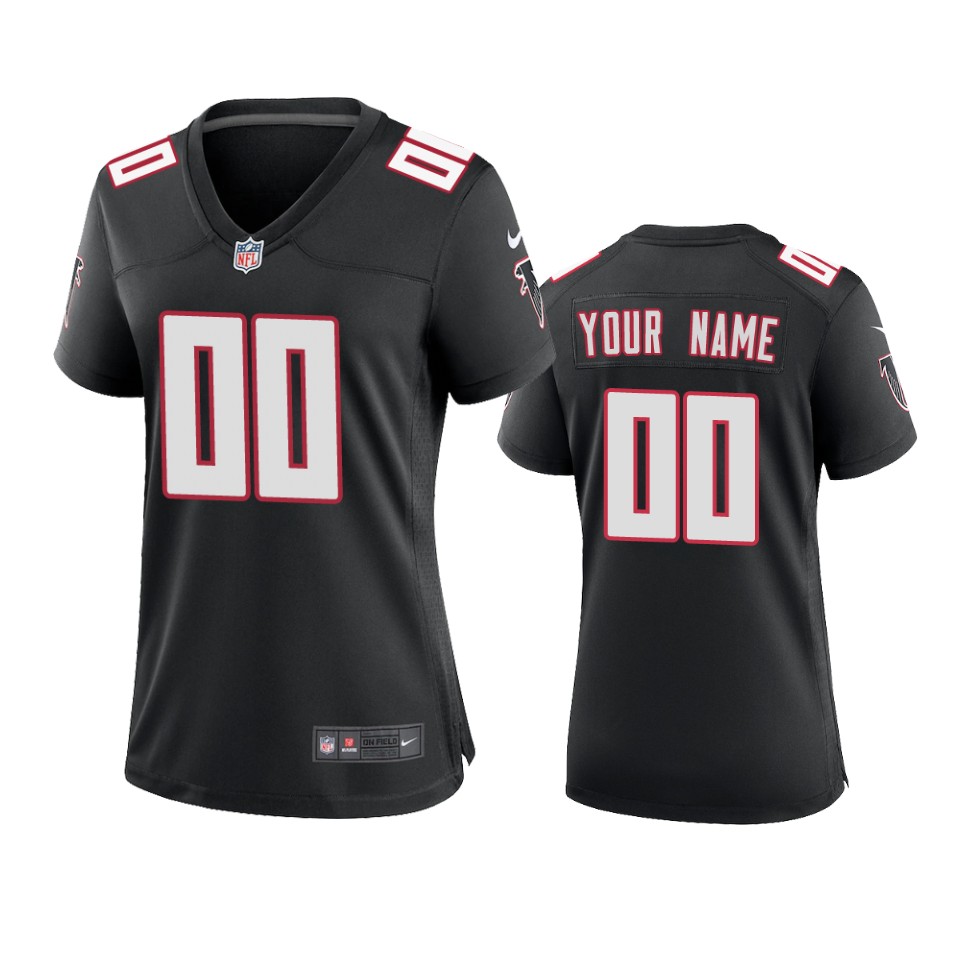 Women's Falcons Black Custom Throwback Game Jersey