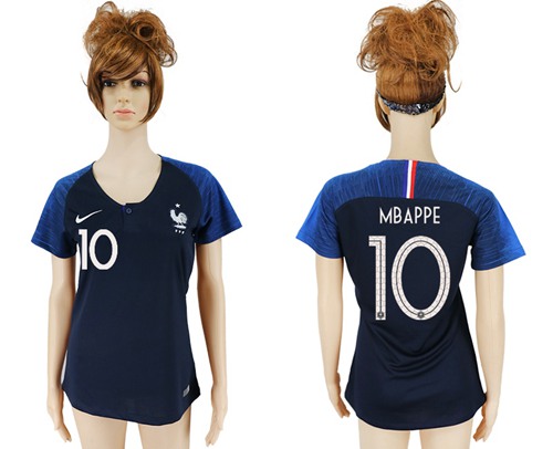 Women's France #10 Mbappe Home Soccer Country Jersey
