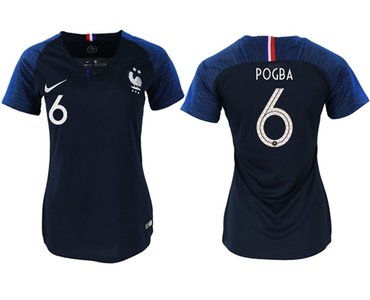 Women's France #6 Pogba Home Soccer Country Jersey