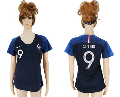 Women's France #9 Giroud Home Soccer Country Jersey