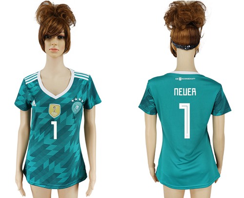 Women's Germany #1 Neuer Away Soccer Country Jersey