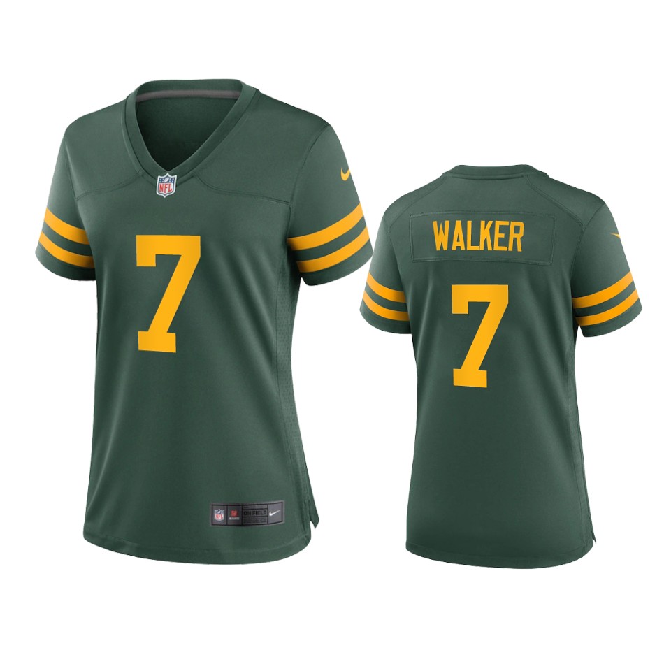Women's Green Bay Packers #7 Quay Walker Green Alternate Retro Limited Jersey