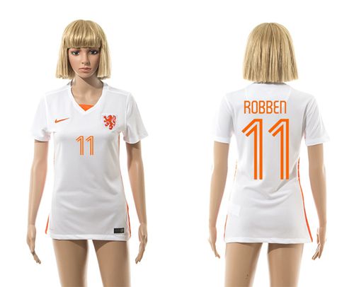Women's Holland #11 Robben Away Soccer Country Jersey