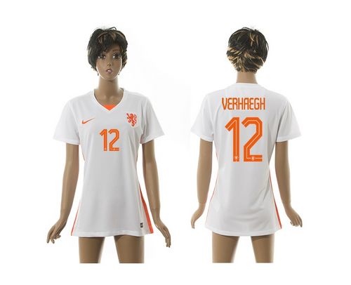Women's Holland #12 Verhaegh Away Soccer Country Jersey