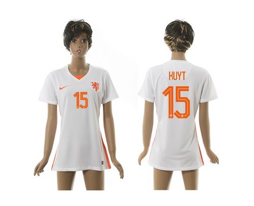 Women's Holland #15 Kuyt Away Soccer Country Jersey